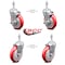 Service Caster 5 Inch Red Polyurethane Wheel Swivel 10mm Threaded Stem Caster Brake, 2PK SCC-TS20S514-PPUB-RED-TLB-M1015-2-S2 - alternate 1